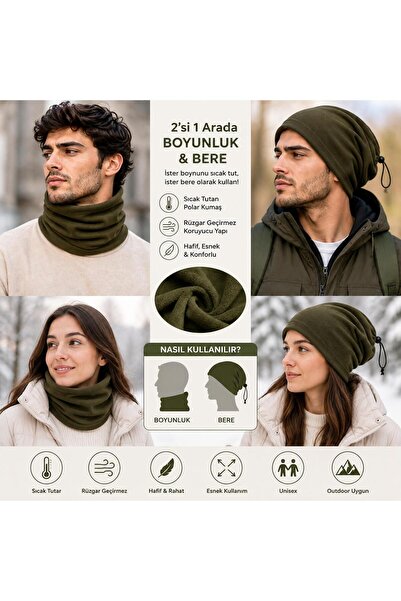 Wearflawless قبعة بولار للجنسين مع طوق للرقبة 2 في 1، دافئة للشتاء وقابلة للت...