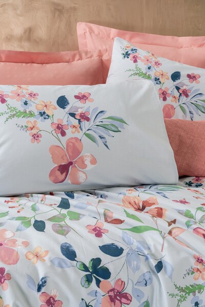 Cotton Box طقم غطاء لحاف مزدوج بلو بيل سالمون