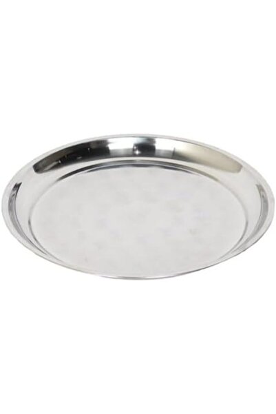 HOMEVEO High Quality Stainless Steel Round Food Serving Tray Silver (Extra la...