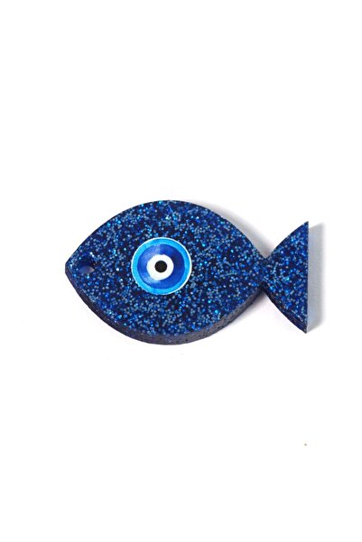 NO BRAND Ψαράκι μεσαίο μπλε glitter και με μπλε ματάκι plexiglass κρεμαστό 27...