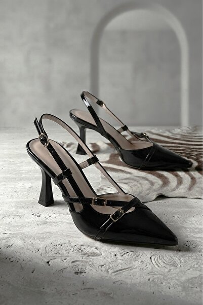 Zerenyus Zri̇n-005 Black Patent Leather Daily 7 cm Heeled Shoes