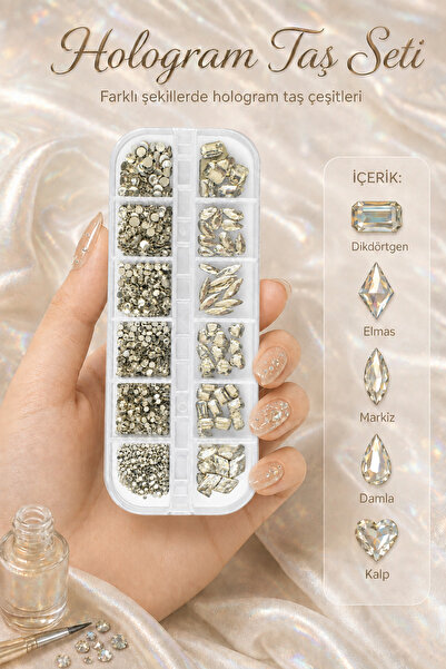 OJELY Hologram Tırnak Süsleme Set 12 Bölmeli