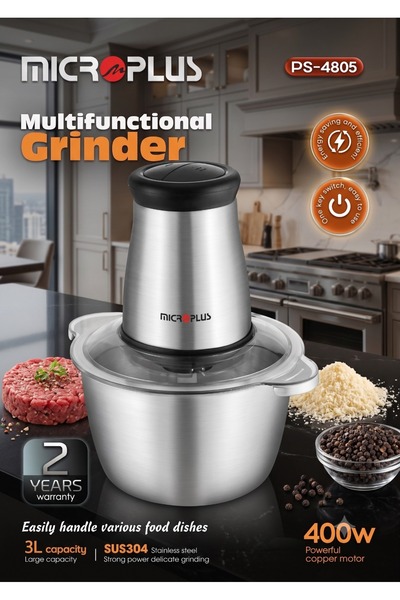 Micro Plus 2 Speed Stainless Steel 3 Litre Meat Grinder/Chopper/Food Processo...