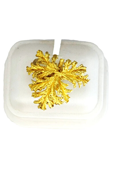 Peach Jewelry Δαχτυλίδι Φύλλο Καναδά, Ασήμι 925, Επιχρυσωμένο 18Κ
