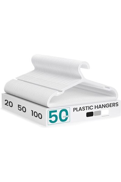 SONGMICS Clothes Hangers, Pack of 50, Plastic Hangers, with Wide Shoulder Not...