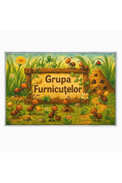 Luxcanva Tablou Canvas Furnicute Vesele cm cu Rama Argintiu Furnici Natura Fe...