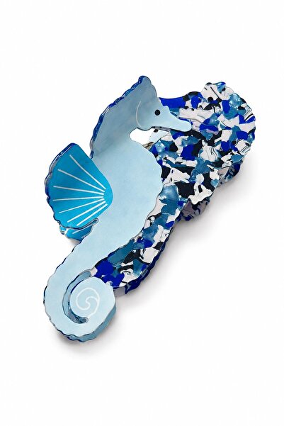 New Obsessions Blue Seahorse Acetate Latch Buckle