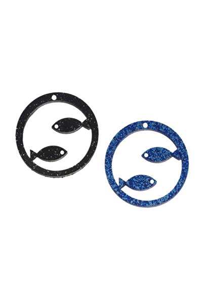 NO BRAND Στρογγυλό με ψαράκια glitter plexiglass κρεμαστό 55mm