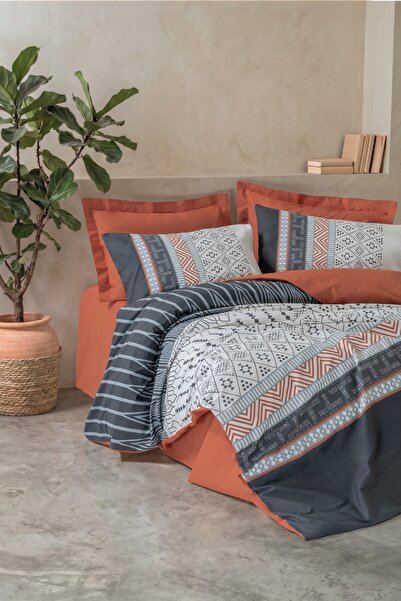 Cotton Box Toprak Double Duvet Cover Set Strata Cinnamon