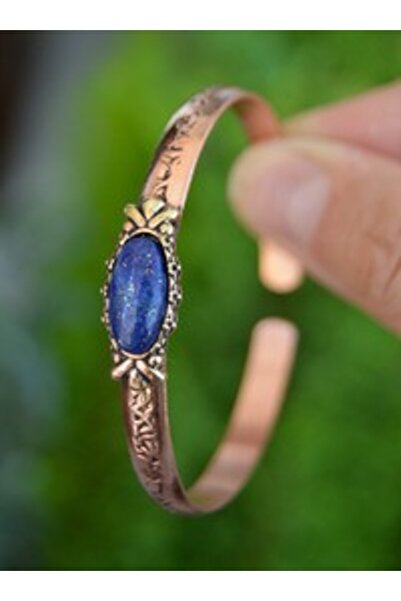 Stoneage Lapis Lazuli Stone Copper Bracelet - Copper Color -