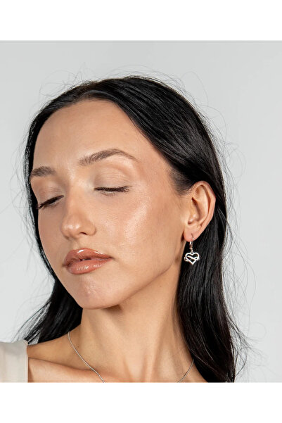 Peach Jewelry Σκουλαρίκια Laura από Ασήμι 925, ροδιωμένα, σε σχήμα καρδιάς με...