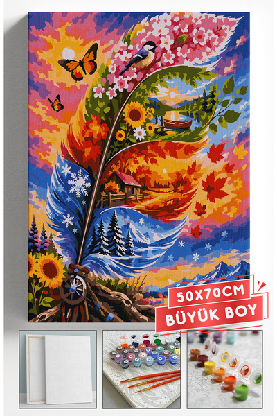Akihabara Sayılarla Boyama Hobi Seti Çerçeveli Numaralı Tuval Fırça Boya Dahi...