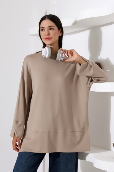 Sabr Women's Modal Oversize Long Tunic with Slit Detail