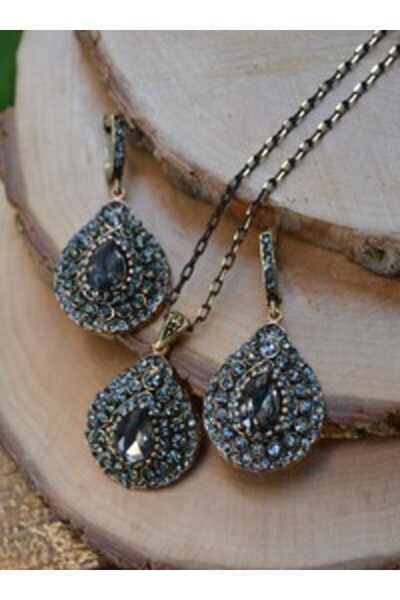 Stoneage Authentic Necklace with Zircon Stones - Gray -