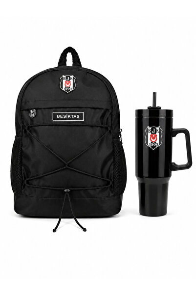 Beşiktaş Lisanslı Siyah İpli Sırt Çantası ve 1.20 L Matara 2’li Set