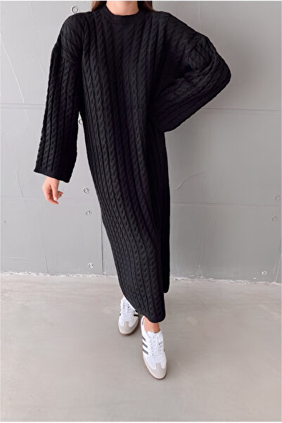 Kurtayfashion Women's Hair Braided Knitwear Dress