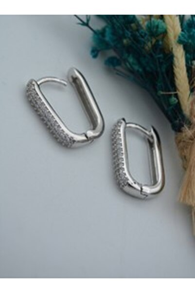 Stoneage Zircon Stone Jeweler's Work Earrings - Silver Color -