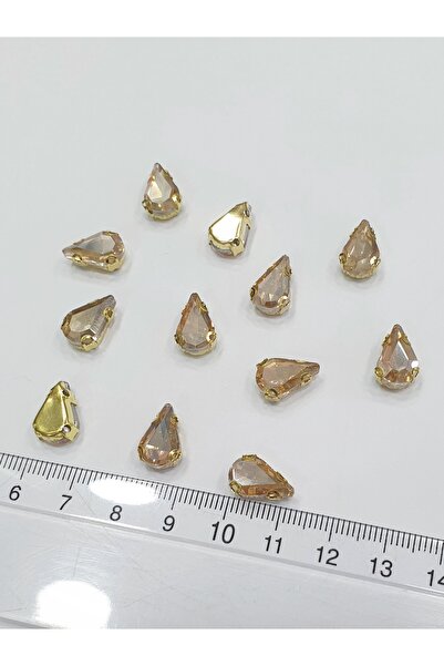 CRYSTALSHOP حجر ذهبي مرصع - قطرة ذهبية 8*13 ملم (50 قطعة)
