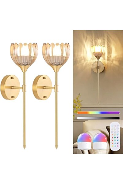 DMG TECH Wall Sconce Set of 2,Rechargeable Wireless Wall Lights with Remote &...
