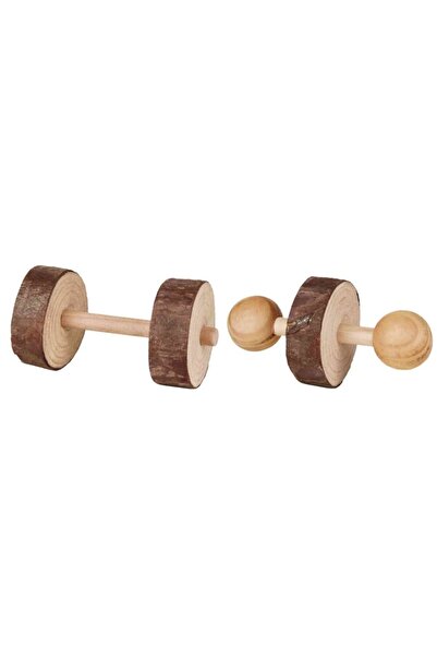 Trixie Set de jucării pentru rozătoare, 2 gantere, lemn, 4,5 x 9 cm