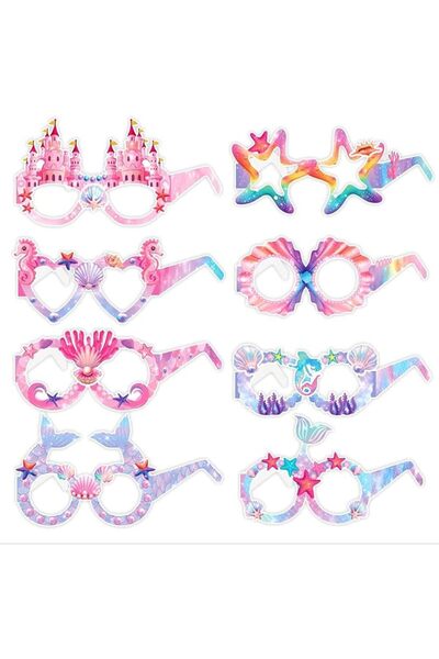 TERRIFI Birthday Party Glasses Decoration,8 Pieces Mermaid Paper Party Glasse...