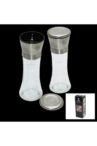 Generic Brand Glass container - metal lid large salt - spice grinder (5468)