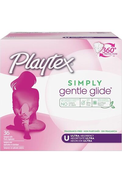Playtex سدادات نسائية سيمبلي جنتل غلايد غير معطرة، فائقة الامتصاص، 36 قطعة (ع...