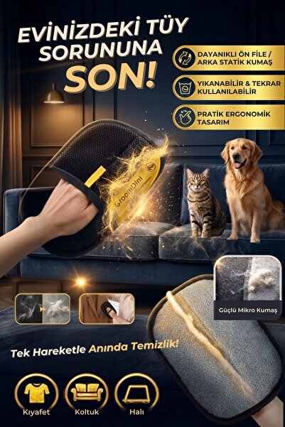 Buffer ® Büyük Boy Evcil Hayvan Tüy Alma Eldiveni, Geliştirilmiş Elektrostatik Tüy Toplayıcı Kedi Köp