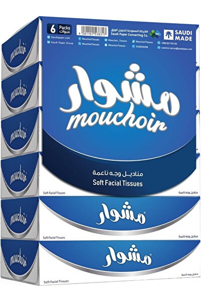 MOUCHOIR مناديل وجه من طبقتين × 90 ورقة، 6 قطع - عبوة واحدة