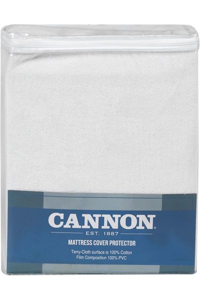 Cannon Mattress Protector Cover, 200 x 200 + 30 cm, White, Cotton
