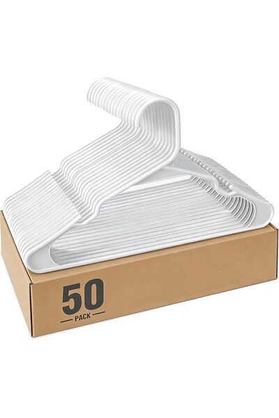 EOGILY Plastic Hangers, Clothes Hangers with Non-Slip Shoulder Grooves, Durab...