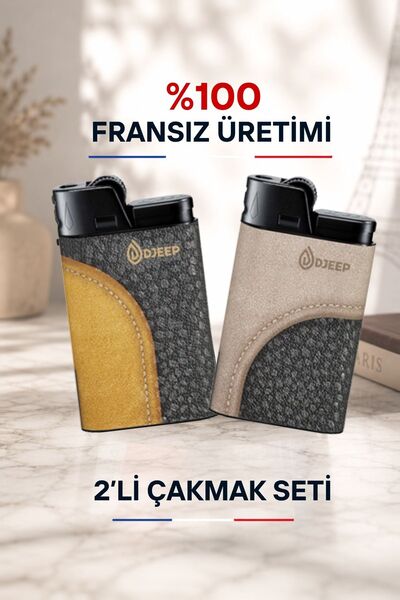DJEEP Süet & Deri Koleksiyonlu Taşlı Çakmaklar - Premium Model- 2'li Set -Erk...