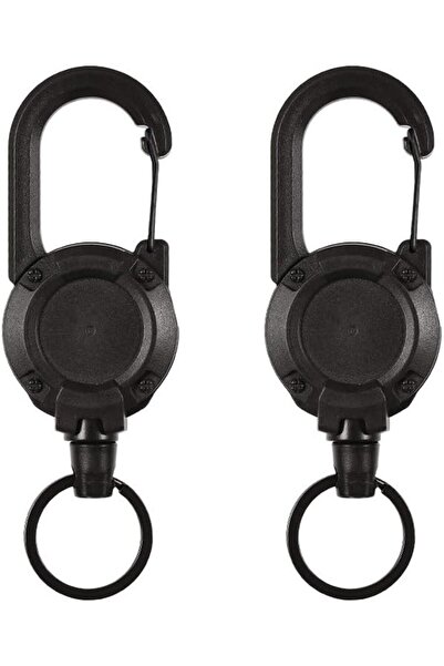 GENERAL Heavy Duty Retractable Keychain, Black Retractable Badge Holder with ...
