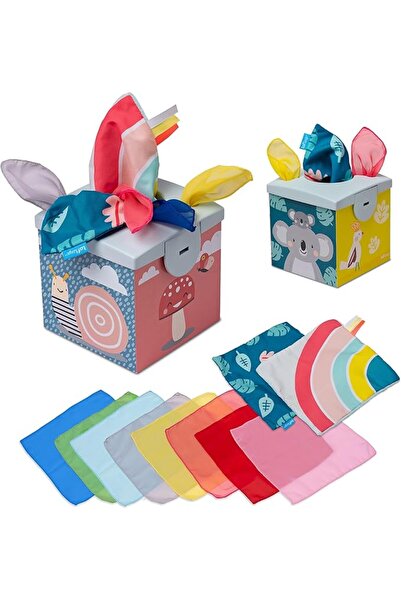 Taf Toys صندوق مناديل حسية مجعدة للأطفال الصغار. مصنوع من صندوق كرتوني قوي وم...