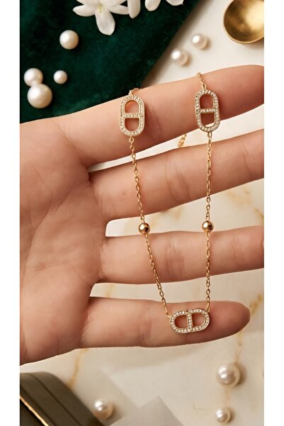 İNİTİUM Stainless Tarnish-Resistant 316L Steel Brand Model Gold Trend Necklace