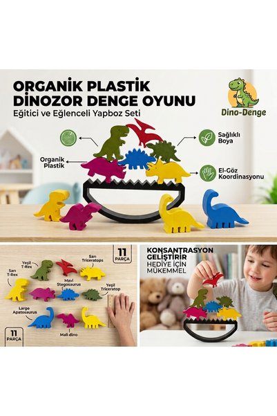 Goplast Premium Organik Bazlı Dino Denge Oyuncağı - Eşleştirme Eğitici Aktivi...