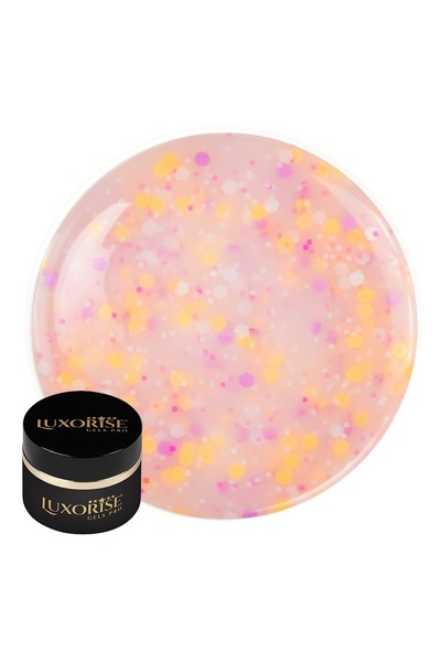 LUXORISE Gel UV de construcție pentru unghii Confetti Cake 15ml, Piersică Muffin