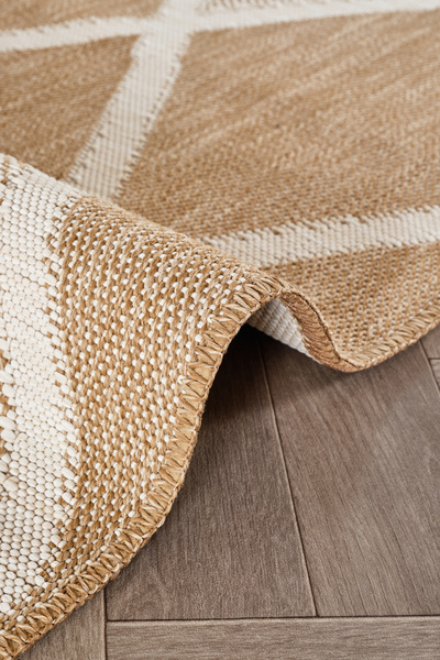 Santiva Home Sisal Naturel Jüt Rengi Bej Hasır Halı Baklava Motifli Robot Süp...