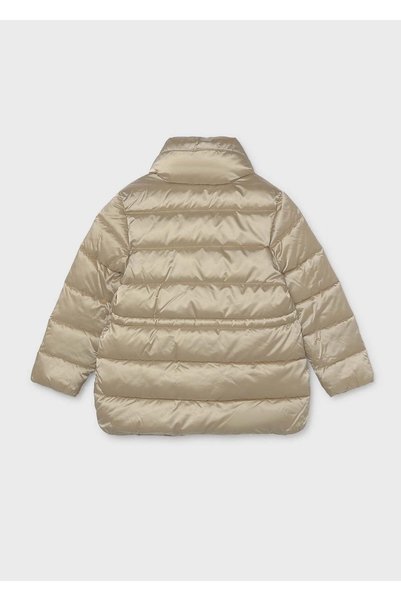 MAYORAL Girl's Shiny Fabric Stand Collar Padded Inflatable Coat 7445 Beige