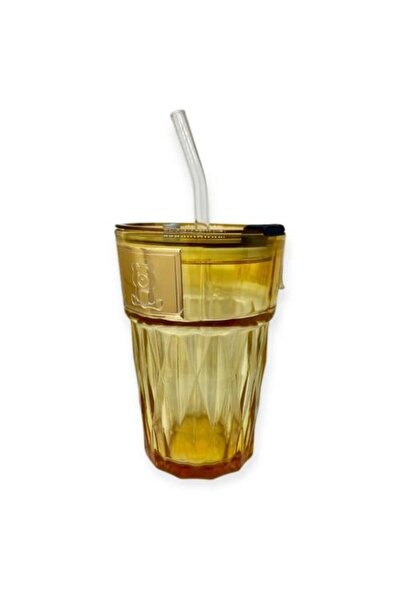 Generic كوب أكريليك شفاف للمشروبات الباردة 420 مل - برتقالي شفاف