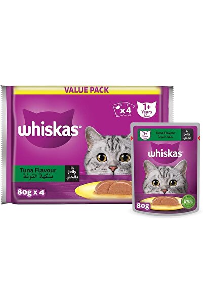 Whiskas طعام القطط بنكهة التونة عبوة من 4 قطع 80 جرام