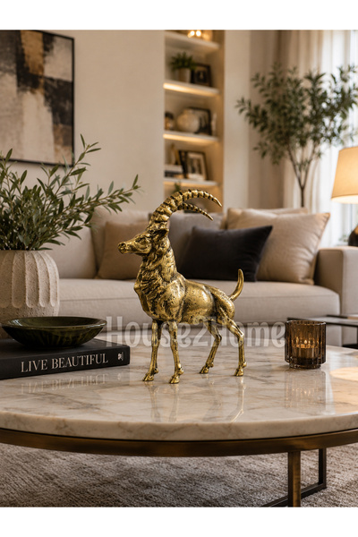 HOUSE2HOME El Yapımı Pirinç Dağ Keçisi Biblo. Ev Dekorasyonu Hediyelik. Yükse...