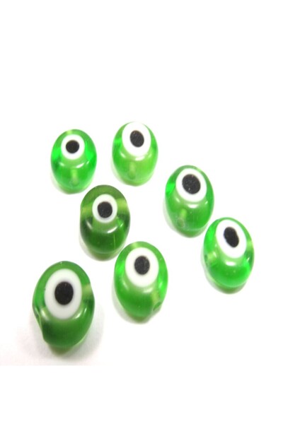 NO BRAND Γυάλινο ματάκι πλακέ 8mm/49 τμχ - Πράσινο