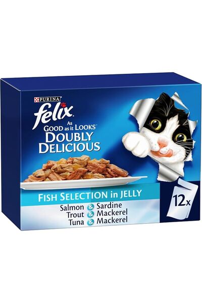 Felix طعام القطط الرطب اللذيذ للغاية بمذاق السمك 85 جرام (عبوة من 60 قطعة)