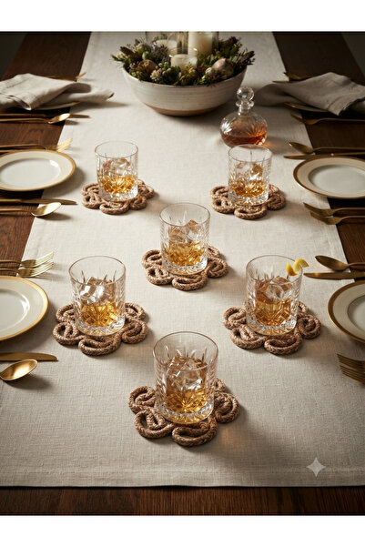 AZR HOME DESİGN Jute Straw Coasters Set of 6
