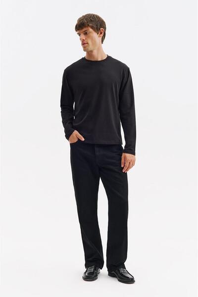 GIESTO basic™ Uzun Kol Regular Fit Siyah T-Shirt