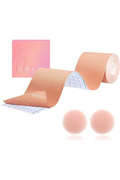 GNAFOTU Boob Tape, Breathable Breast Lift Tape with 2 Pcs Silicone Breast Reu...