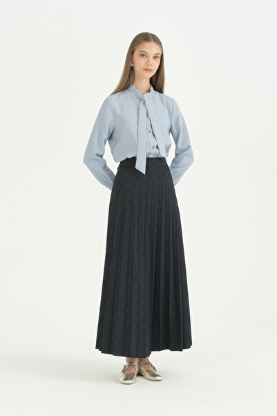 Nihan Tencel Shirt with Tie Collar - Light Blue