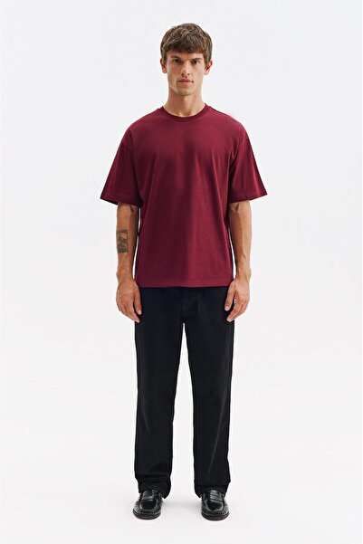 GIESTO de bază ™   Tricou oversize cu mânecă scurtă, roșu claret