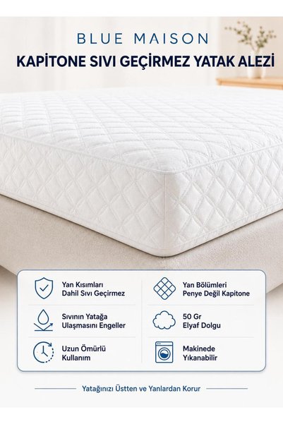 BlueMaison Eco Quilted Fitted Liquid-Proof Mattress Cover |   Single Person |   Double |   Battal Boy |   Baby |   Mattress Protector